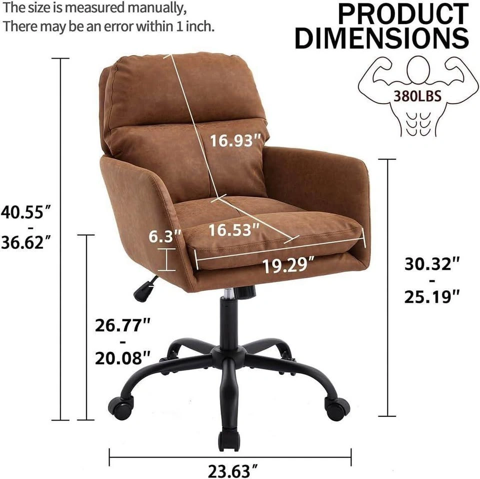 Brown Faux Leather High-Back Office Chair - photo 2