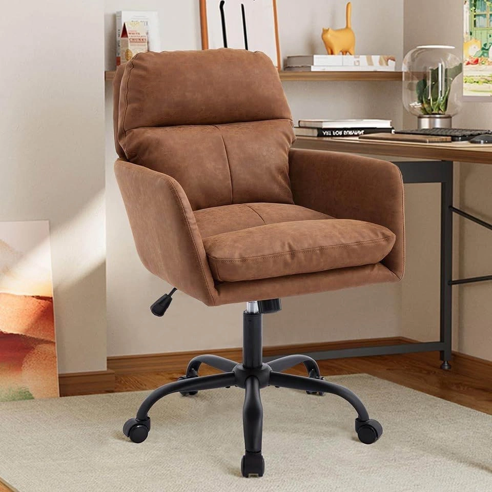 Brown Faux Leather High-Back Office Chair - photo 3
