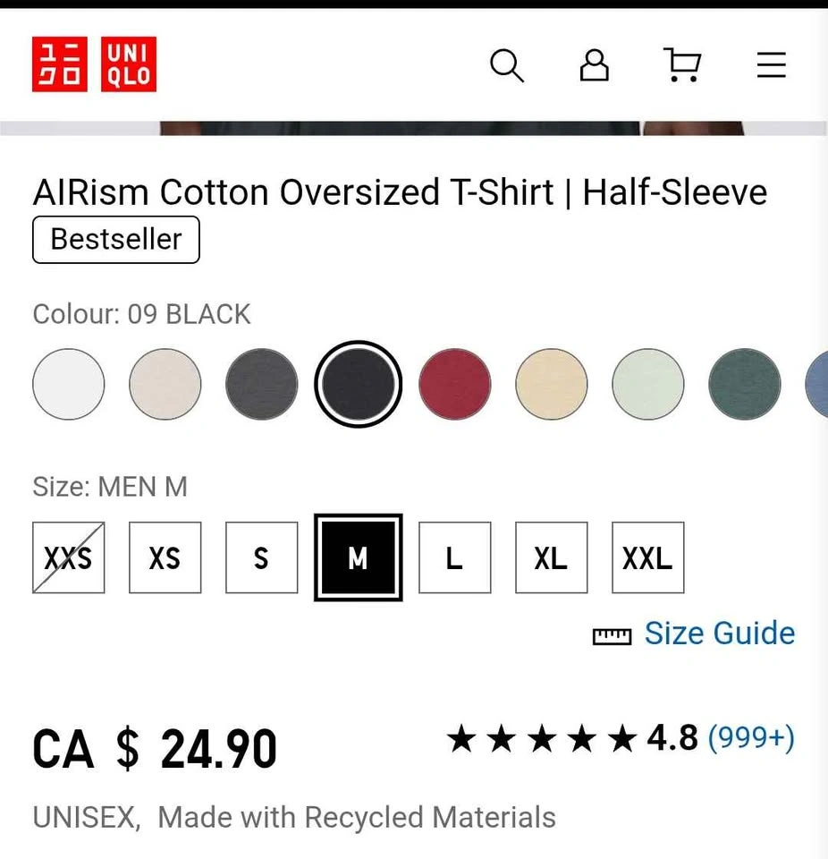 UNIQLO Medium AIRism Cotton Oversized Half-Sleeve T-Shirt - photo 3
