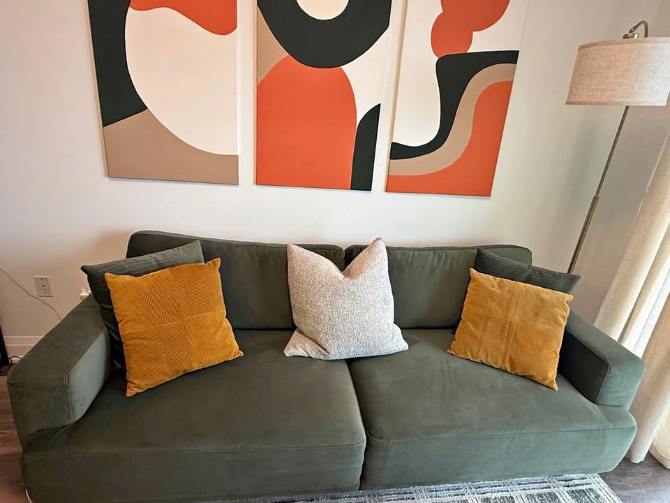 WayFair All Modern Ives 90" Sofa | Olive Green Velvet