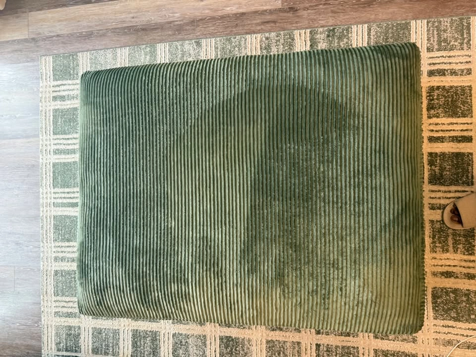 WAYFAIR - Ebern Designs Corduroy Ottoman | Green | Like New - photo 2
