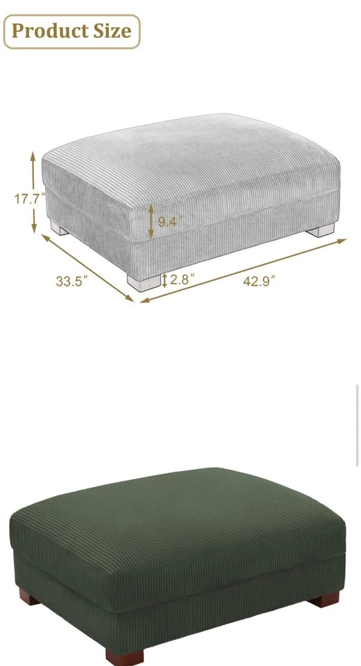 WAYFAIR - Ebern Designs Corduroy Ottoman | Green | Like New - photo 5