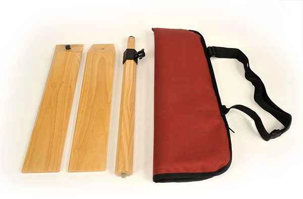 Wooden meditation arm rest and carrying case