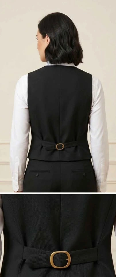 ZARA Black Tailored Waistcoat Vest with Adjustable Gold Buckle - photo 2
