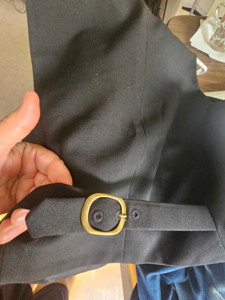 ZARA Black Tailored Waistcoat Vest with Adjustable Gold Buckle - photo 4