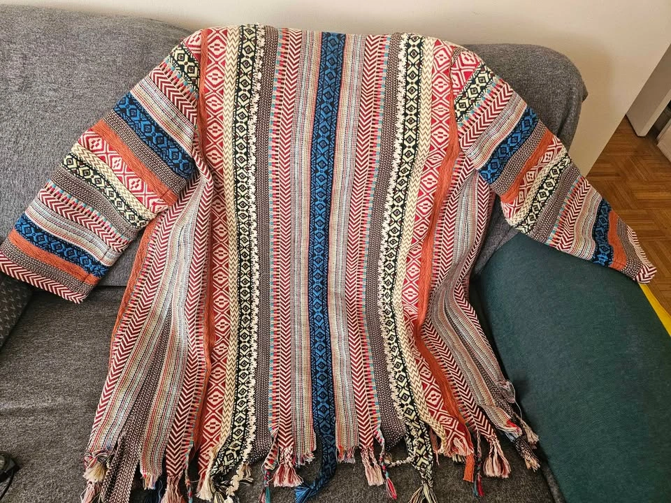 Zara Woman Multicolor Tapestry Fringe Kimono Jacket - Size XL - photo 2
