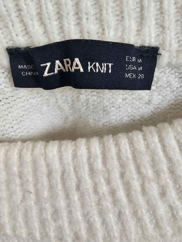 ZARA KNIT Cream Crew Neck Oversized Sweater - photo 2