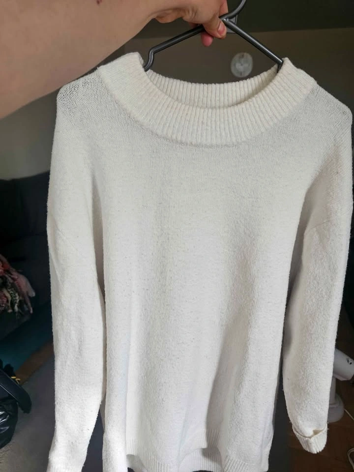 ZARA KNIT Cream Crew Neck Oversized Sweater - photo 3