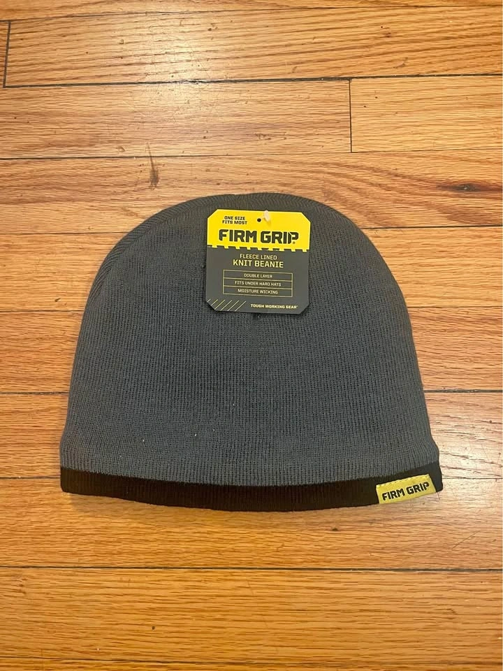 Firm Grip Men's Grey Fleece Lined Knit Beanie Hat