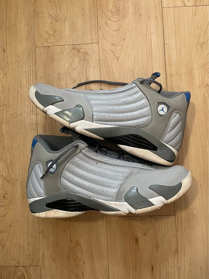 Air Jordan 14 Retro Wolf Grey/Sport Blue Men's Sneakers Size 14 - photo 3