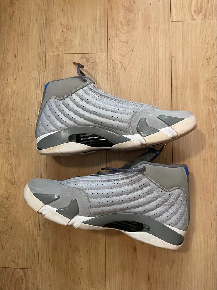Air Jordan 14 Retro Wolf Grey/Sport Blue Men's Sneakers Size 14 - photo 4