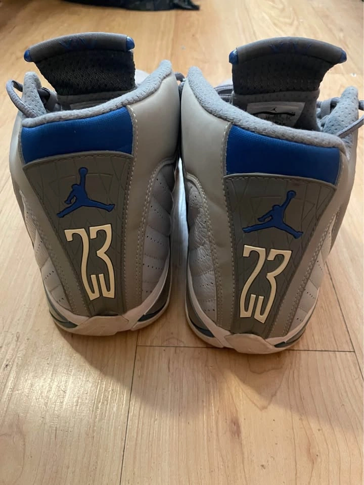 Air Jordan 14 Retro Wolf Grey/Sport Blue Men's Sneakers Size 14 - photo 5