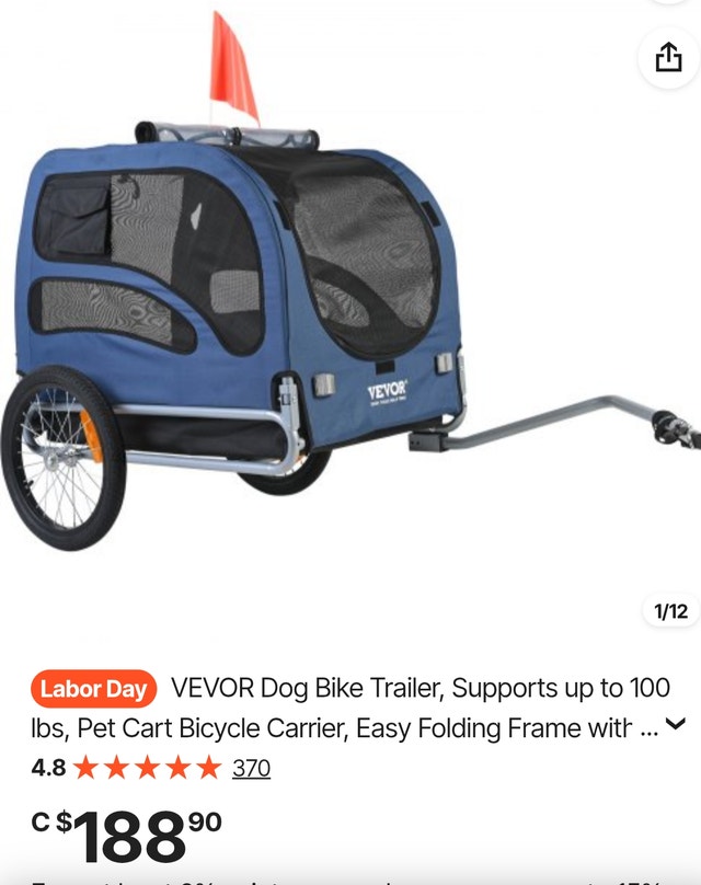VEVOR Pet Bike Trailer