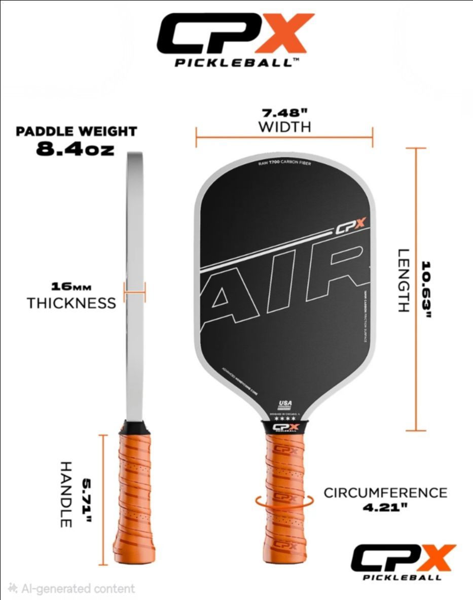 CPX Air Pickleball Paddle Raw T700 Carbon Fiber - photo 3