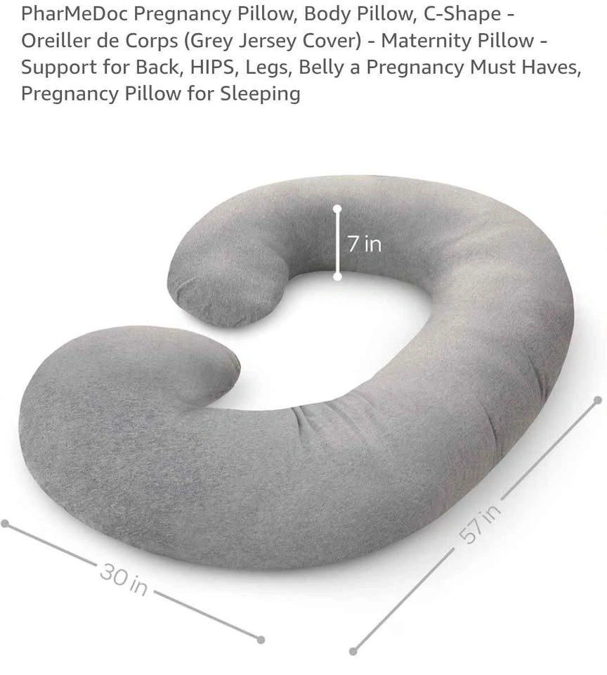 Pregnancy Pillow, Body Pillow, C-Shape Pillow - Grey - photo 2