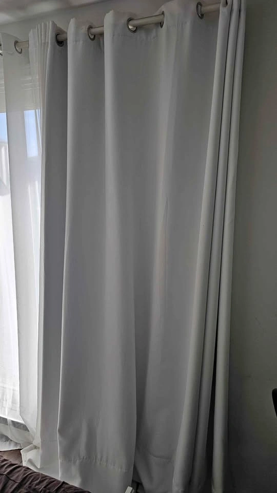 White Blackout Grommet Curtains with Black Liner