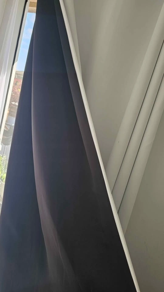 White Blackout Grommet Curtains with Black Liner - photo 3