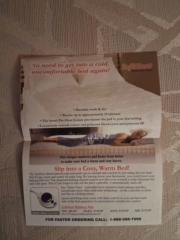 Vintage 2007 Sears SoftHeat Mattress Pad Advertisement Mailer - photo 2