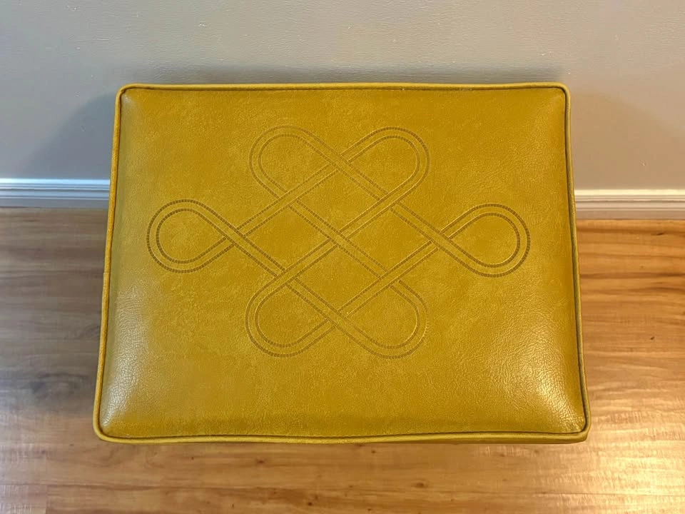 Vintage Mid-Century Vinyl Storage Ottoman / Footstool - photo 3