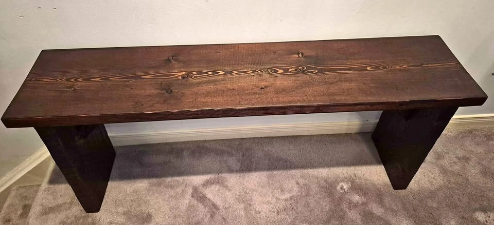 Handmade Dark Stained Wood Bench