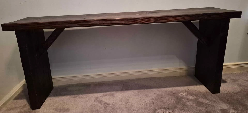 Handmade Dark Stained Wood Bench - photo 2