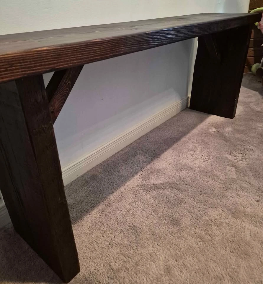 Handmade Dark Stained Wood Bench - photo 5