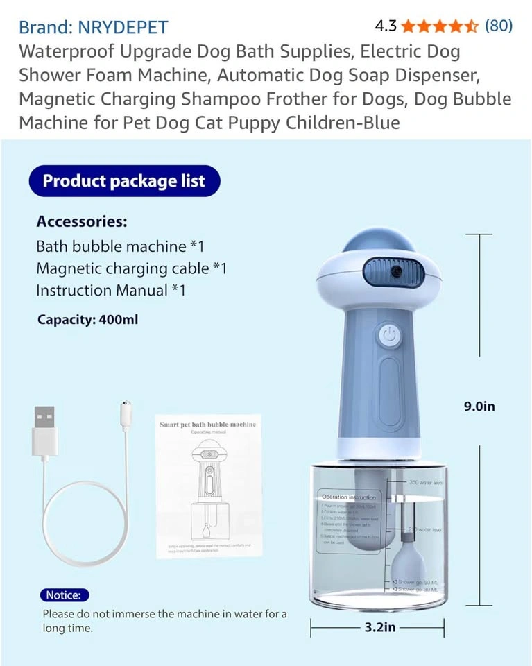 Pet Bubble Machine / Dog & Cat Shampoo Foamer - photo 3