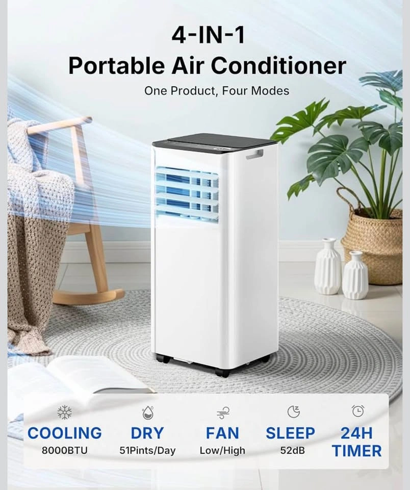 8000 BTU Portable Air Conditioner, 4-in-1 AC Unit - photo 3