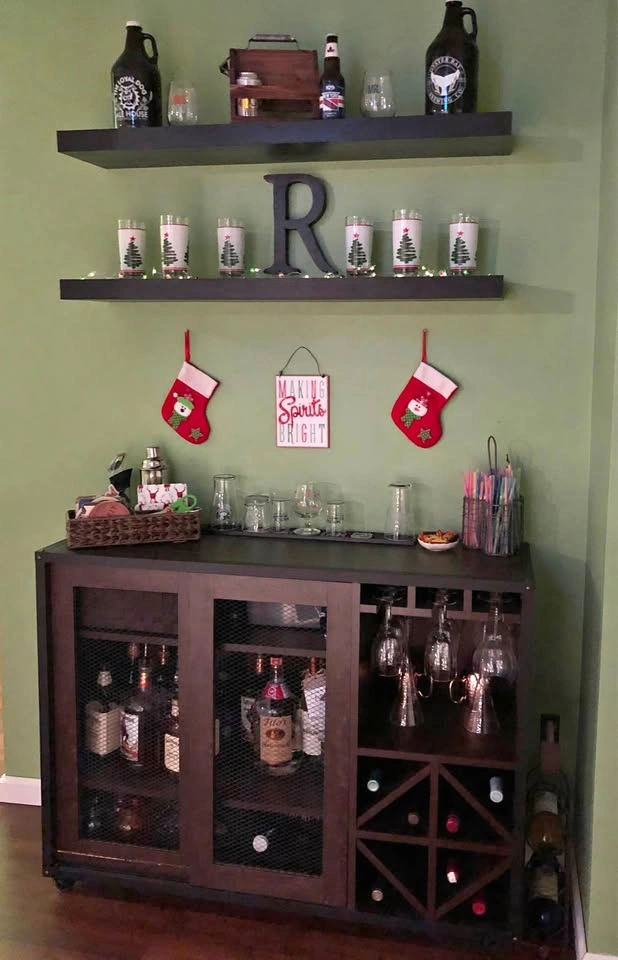 Bar Cabinet & Floating Shelves