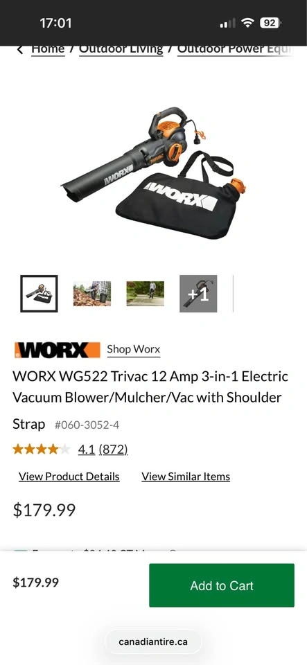 WORX WG522 Trivac 12 Amp 3-in-1 Electric Vacuum Blower/Mulcher - photo 2
