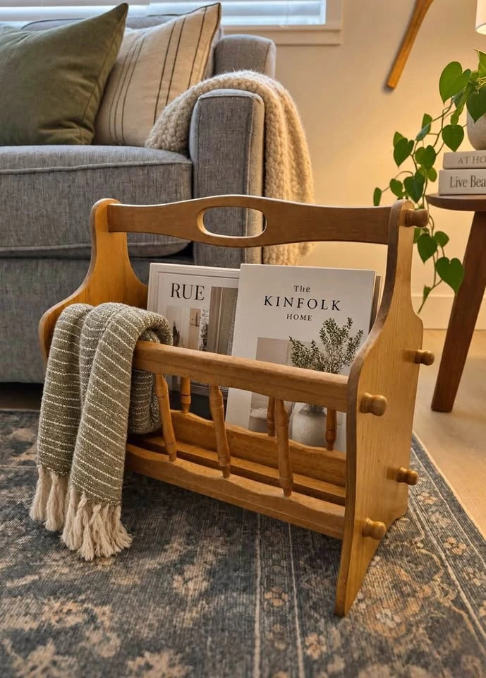 Vintage Wooden Magazine Rack