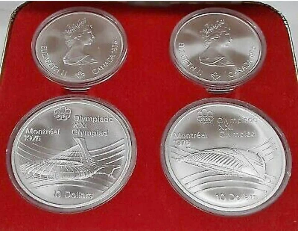 1976 Canada Montreal Olympic Games .925 Silver Four Coin Set