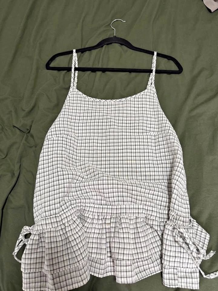 Checkered Peplum Camisole Top