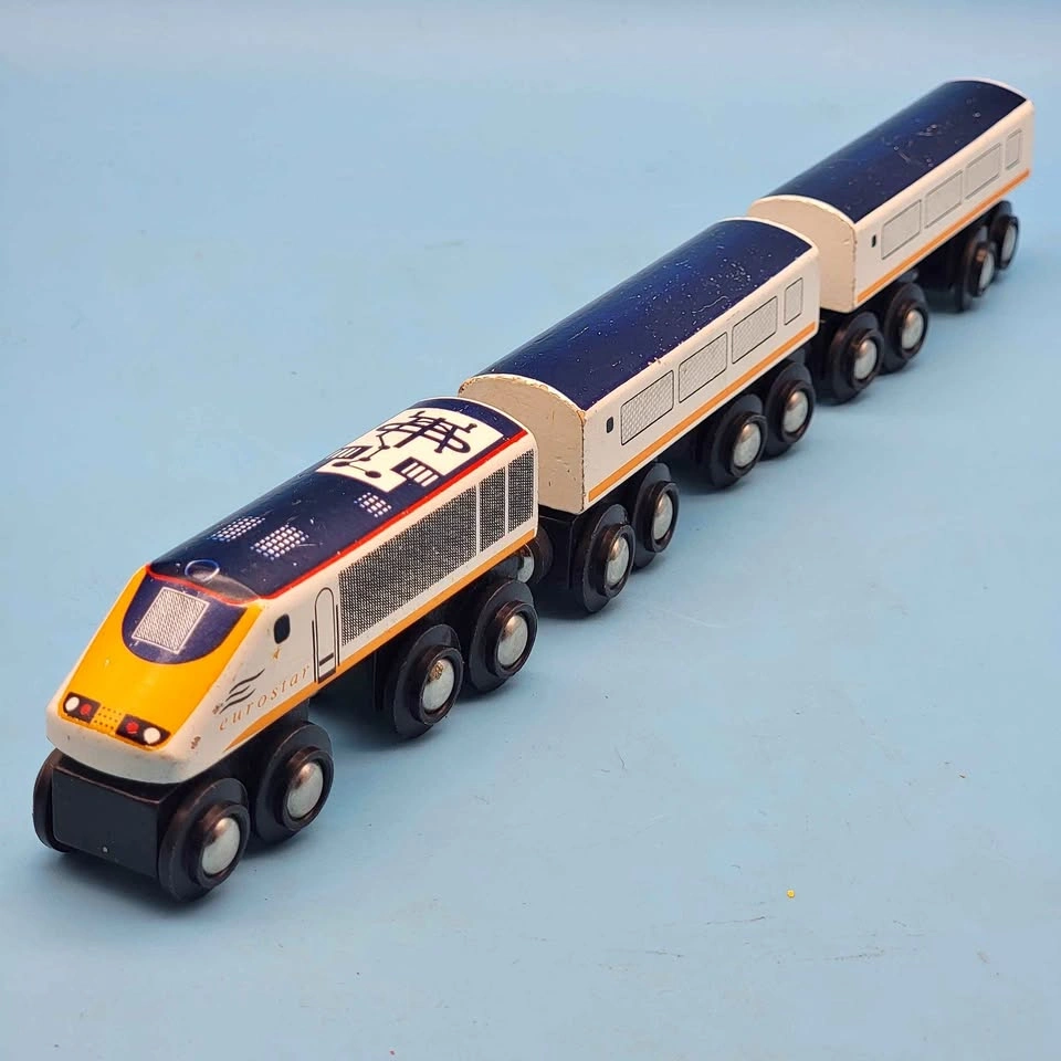 Brio (1999) EUROSTAR TRAIN 3 pcs Wooden Railway Made in Sweden