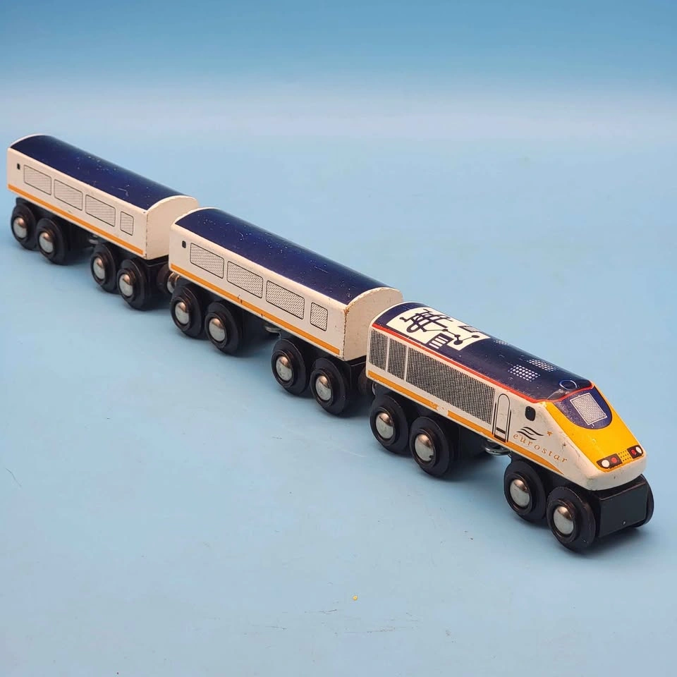 Brio (1999) EUROSTAR TRAIN 3 pcs Wooden Railway Made in Sweden - photo 3