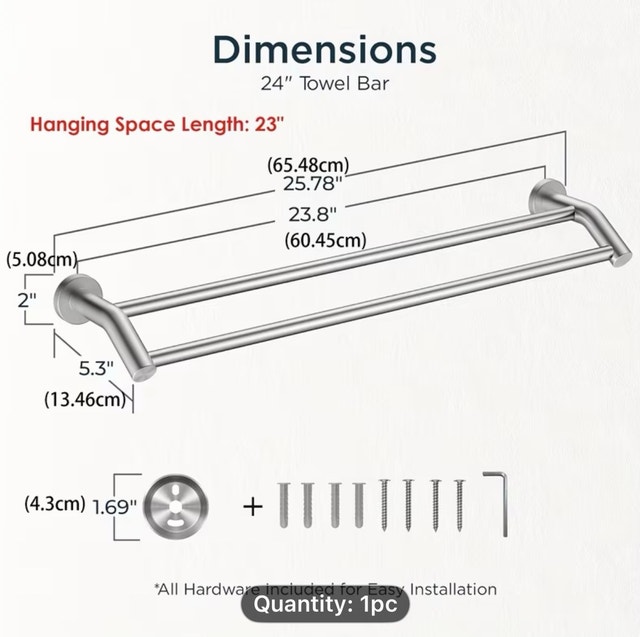 24" SS Double Towel Bar - photo 2