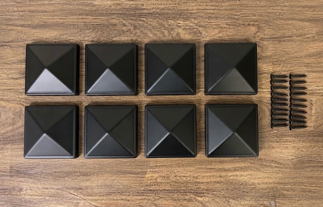 Black Pyramid Post Caps Set of 8 with Screws