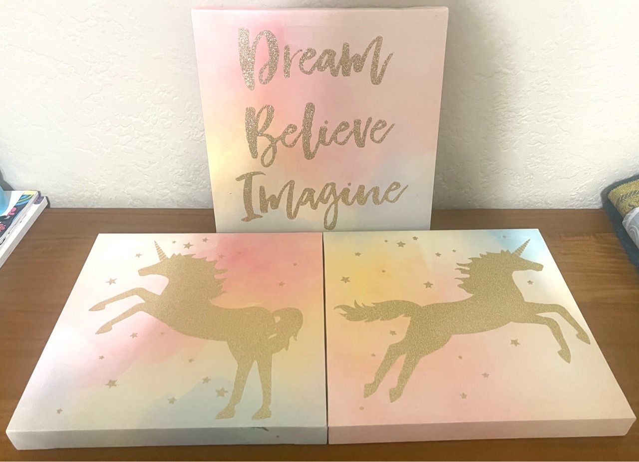 Unicorn Wall Art Canvas Set of 3