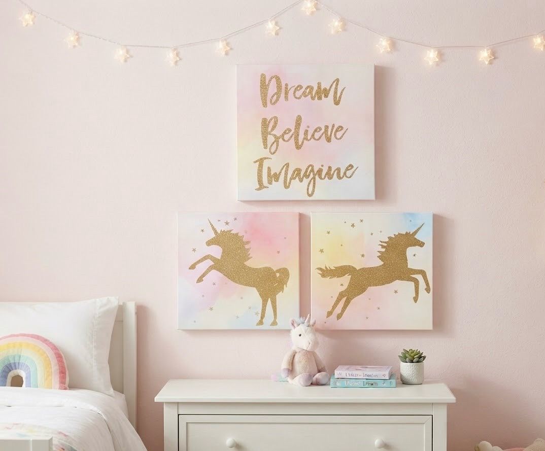 Unicorn Wall Art Canvas Set of 3 - photo 2