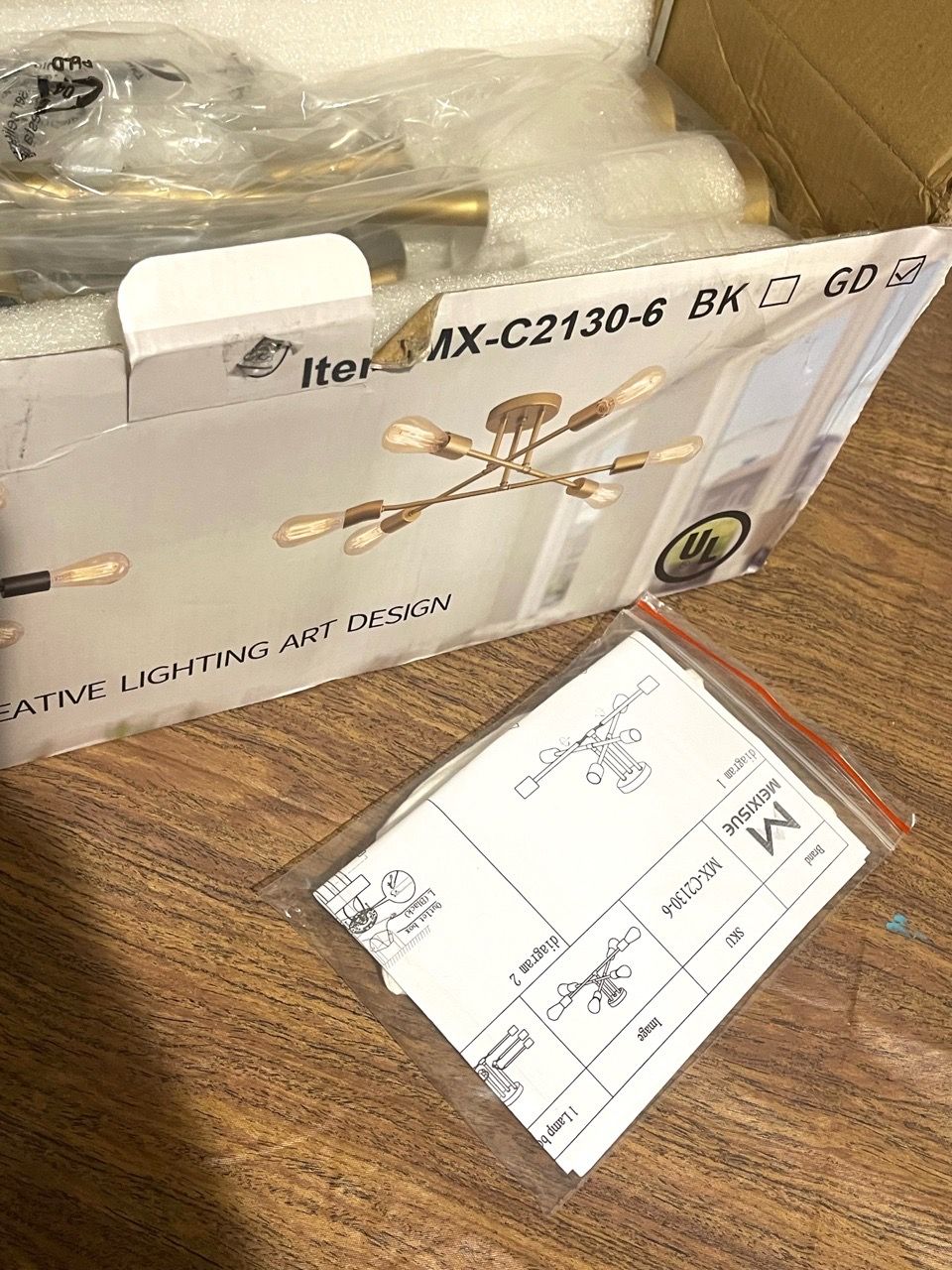 6-Light Sputnik Ceiling Light Gold - photo 5