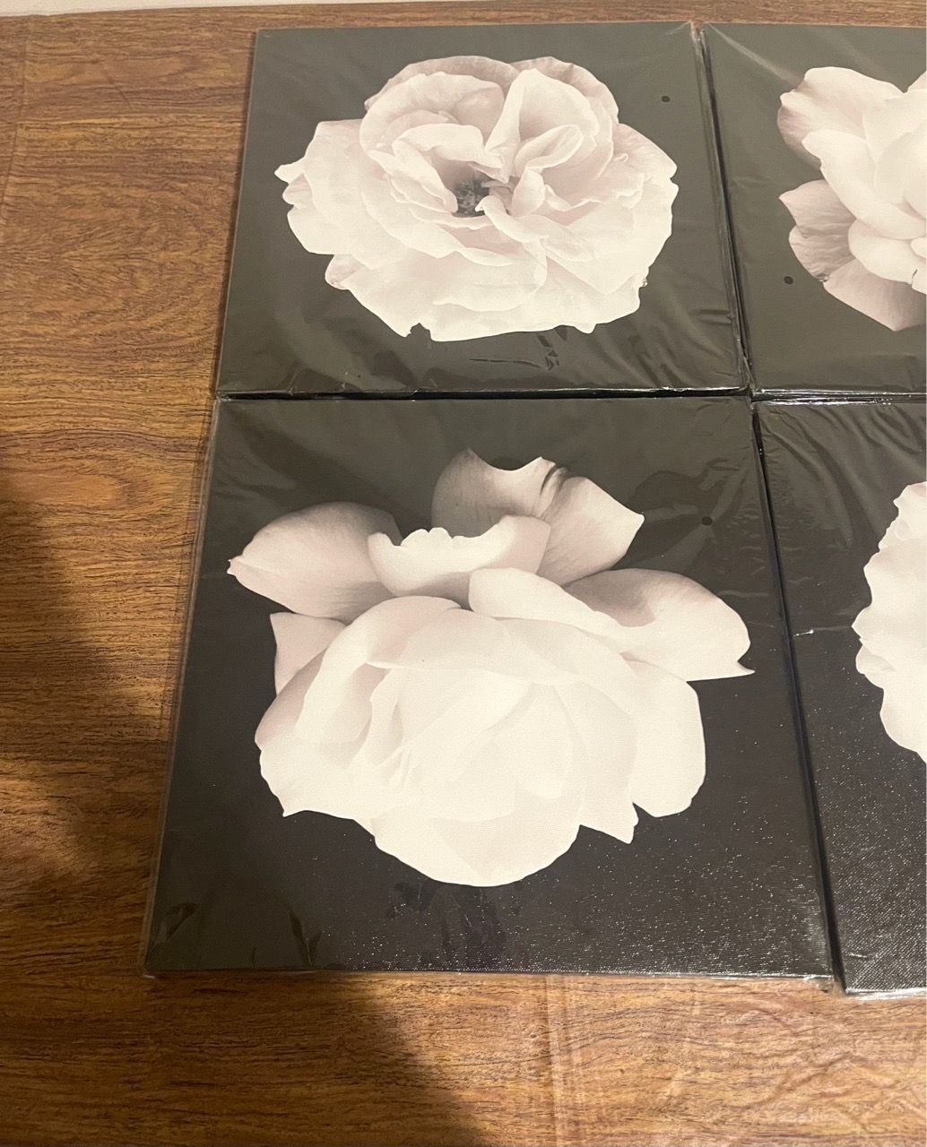 4-Panel Black and White Rose Canvas Wall Art - photo 5