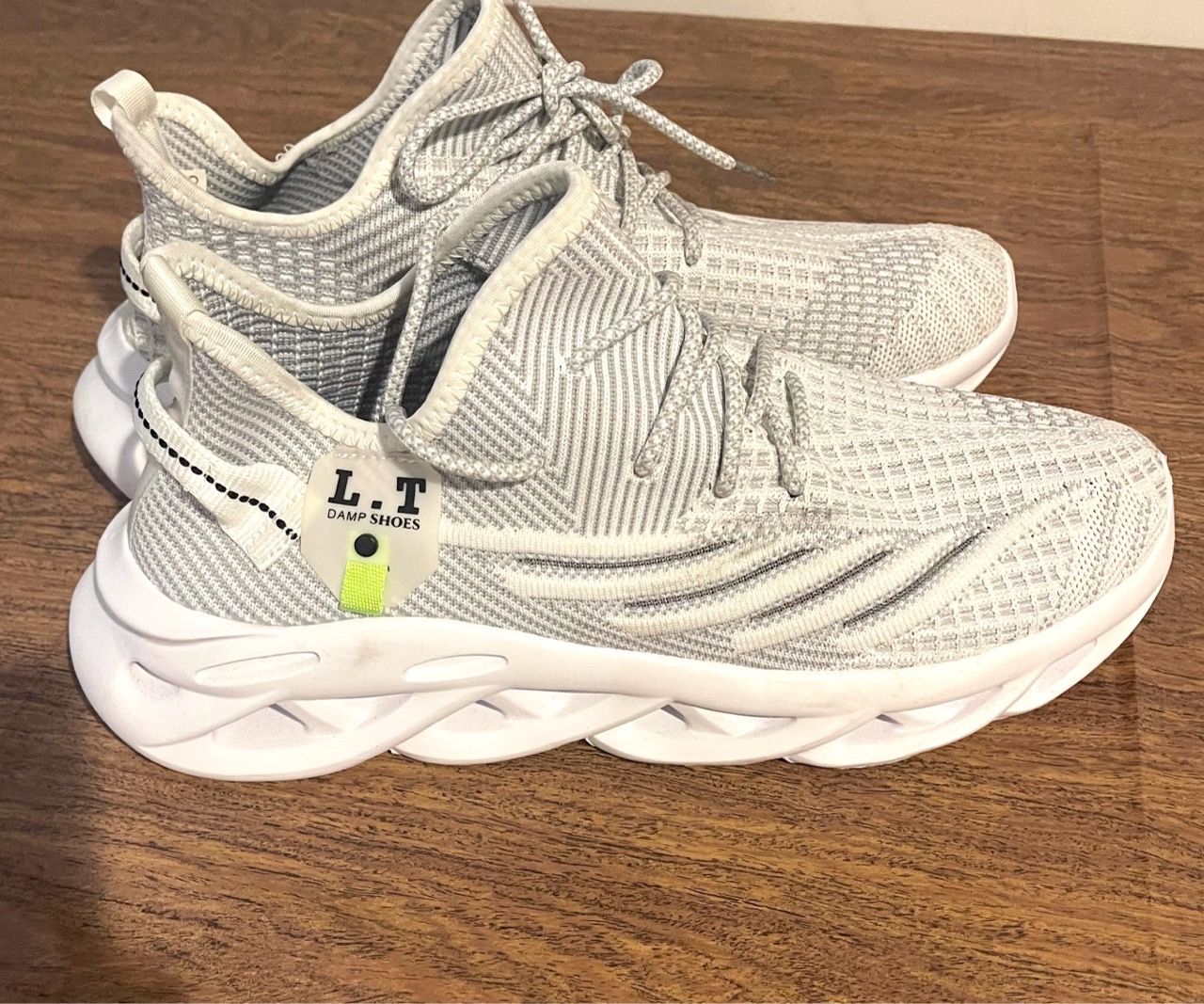 White Gray Knit Slip-On Sneakers - photo 2