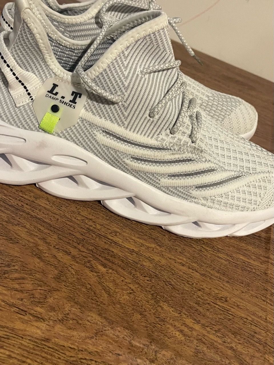 White Gray Knit Slip-On Sneakers - photo 4
