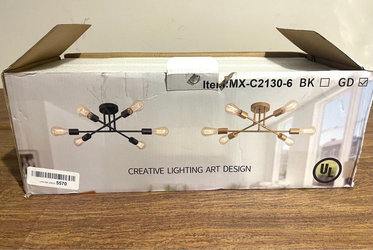 Gold Sputnik Semi-Flush Ceiling Light Fixture - photo 2