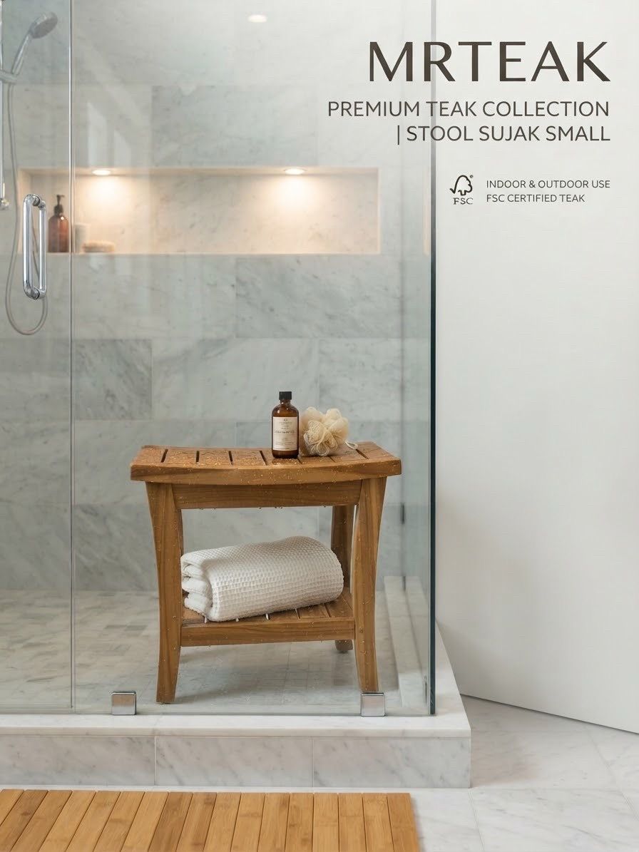 MrTeak Sujak Small Teak Shower Stool