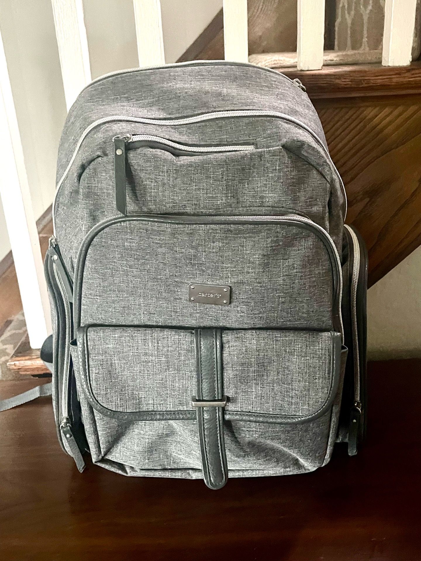 New Carter's Diaper Backpack – Sleek Heather Gray – Spacious & O