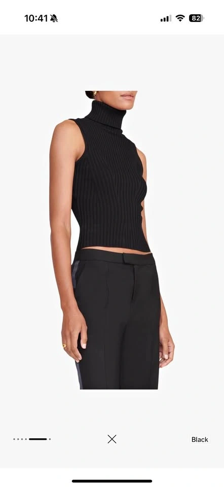 STAUD Black Ribbed Sleeveless Top