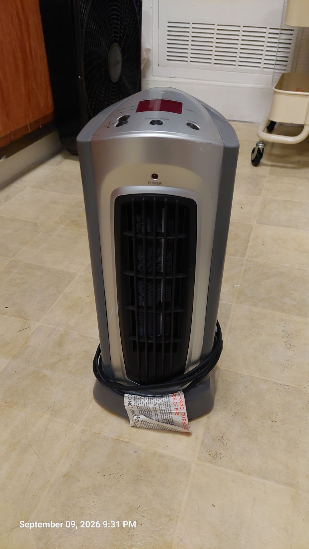 Silver Tower Space Heater with Digital Display