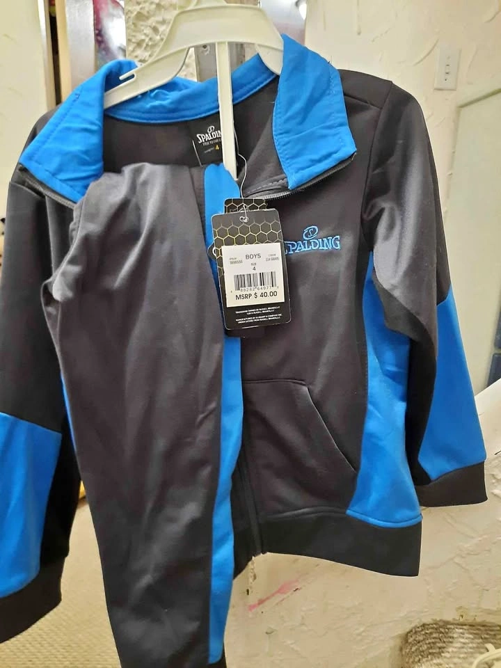 Spalding Boys Black Blue Tracksuit Set Size 4