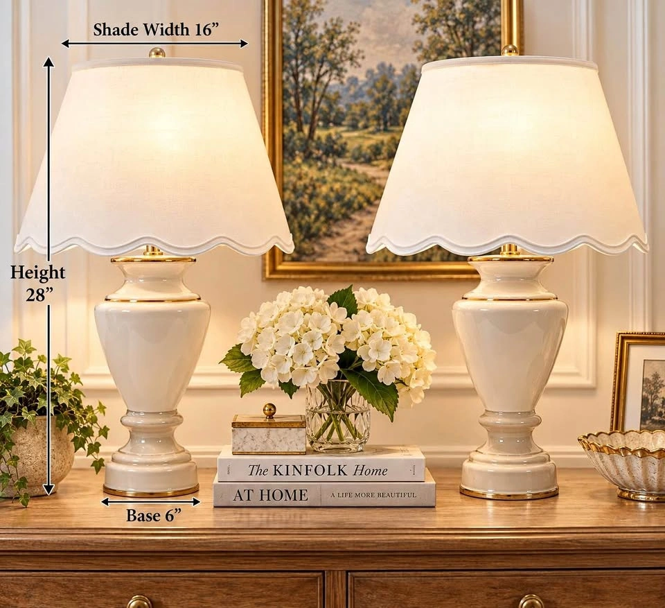 Table Lamps PAIR 1980’s Vintage Ceramic Urn Shape